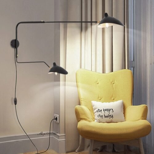 Nordic-designer-l-mpada-de-parede-com-cabo-plugue-arandela-lumin-rias-para-sala-estar-quarto Arandela com haste longa tipo aranha