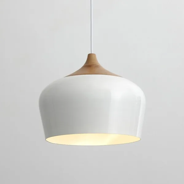 Pendente branca madeira moderno alumínio marca miresa