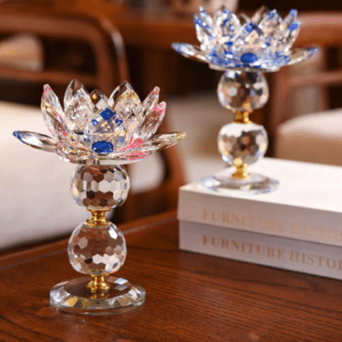 Castiçal flor lótus feng shui