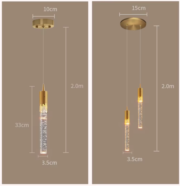 Pendente tubo cristal bolhas ar miresa 1 Pendente tubo cristal bolhas ar