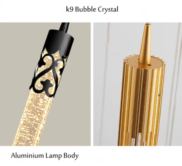Pendente tubo cristal bolhas ar miresa 3 Pendente tubo cristal bolhas ar