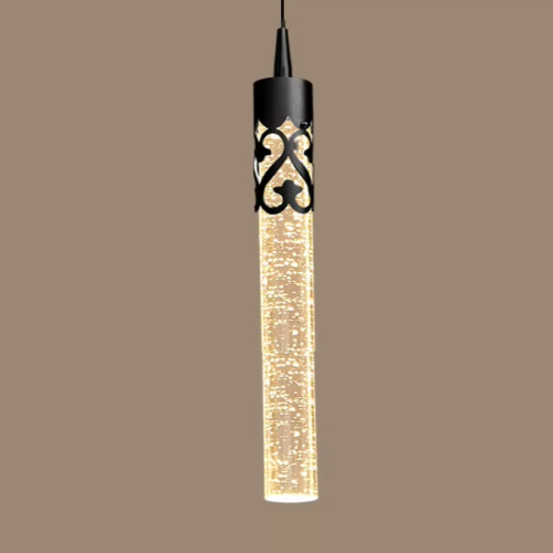Pendente tubo cristal bolhas ar miresa Pendente tubo cristal bolhas ar