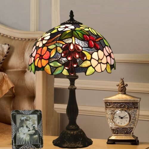 L-mpada-de-mesa-tiffany-30cm-uva-lampshape-e27-quarto-l-mpada-cabeceira-moda-criativa-liga Abajur tiffany 30cm art decor