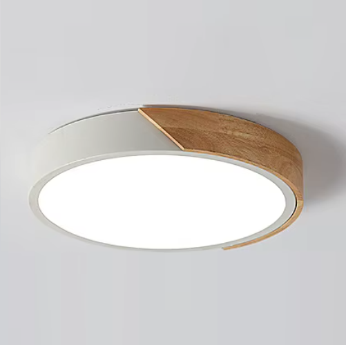 Plafon led redondo madeira