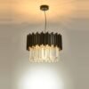 Diodo-emissor-de-luz-p-s-moderna-de-cristal-de-a-o-inoxid-vel-oval-redonda Lustre dourado cristal k9