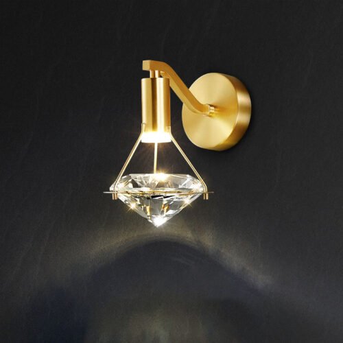 Arandela dourada diamante cristal