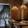 Lumin-ria-estilo-mediterr-neo-marrocos-com-detalhe-de-vidro-estilo-mosaico-para-corredor-e-corredor Pendente vitral marrocos