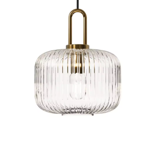 pendente de vudro texturizado plissado transparente marca miresqa Pendente de vidro art decor