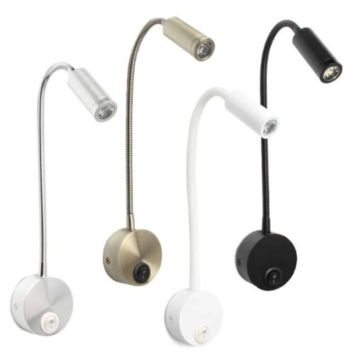 Bronze-3w-led-luz-de-leitura-preto-branco-prata-gooseneck-l-mpada-de-parede-para-cama Arandela mangueira flexível led 3w