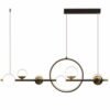 C-rculo-conduziu-a-l-mpada-pingente-sala-de-jantar-ao-vivo-cozinha-ilha-leitoso-bola-1 Lustre Retangular Moderno Linear Com Bolas De Vidro