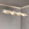 Lustre aço retangular cristal miresa Lustre aço retangular cristal miresa