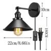 Vinatge-loft-arandela-l-mpada-de-parede-com-plug-in-1-8m-cabo-preto-luz-industrial-1 Arandela industrial preta