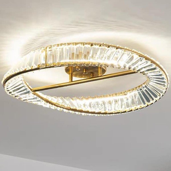 Plafon dourado anéis cristal miresa Plafon dourado anéis cristal miresa
