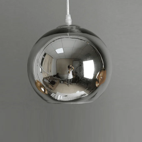 pendente bola de vidro cromado marca miresa