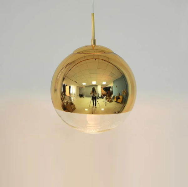 pendente teto bola de vidro dourado marca miresa