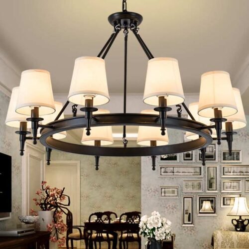 Black-Vintage-Chandelier-Bedroom-Kitchen-island-Chandeliers-E14-candle-chandelier-wrought-iron-chandelier Lustre vintage campestre cúpula Miresa