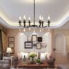 Ceiling-Chandelier-America-Iron-Crystal-LED-Hanging-Light-Fixture-Pendant-Lamp-for-Home-Lustre-Kitchen-Living-2 Lustre provençal forjado preto