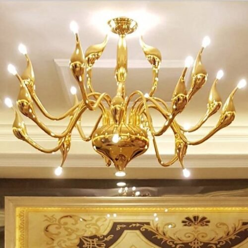 G4-LED-Swan-chandelier-Lighting-for-Bedroom-Foyer-Chandelier-lustre-salon-Black-White-Red-gold-chandelier Lustre moderno provençal orgânico Miresa