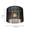 Modern-Black-String-Fabric-Shade-Pendant-Lights-D25cm-E27-Drum-Pendant-Chandelier-With-Crystals-Decor-For-3 Pendente cúpula tecido