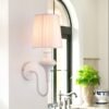 Modern-Elegant-White-Fabric-Shade-Wall-Lamps-1-Light-Romantic-E14-Socket-Bedside-Sconce-Light-Fixture-1 Arandela branca cúpula tecido plissado