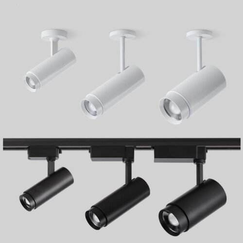 Projectores-de-zoom-luzes-de-pista-led-luzes-de-guia-de-holofotes-cob-roupas-tubo-de Spot ajustável tubo longo