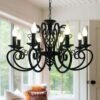 Vintage-Wrought-Iron-Chandelier-Candle-Light-Black-Metal-Lighting-Fixture-for-Living-Room-Foyer-Hanging-Pendant Lustre ferro forjado provençal Miresa