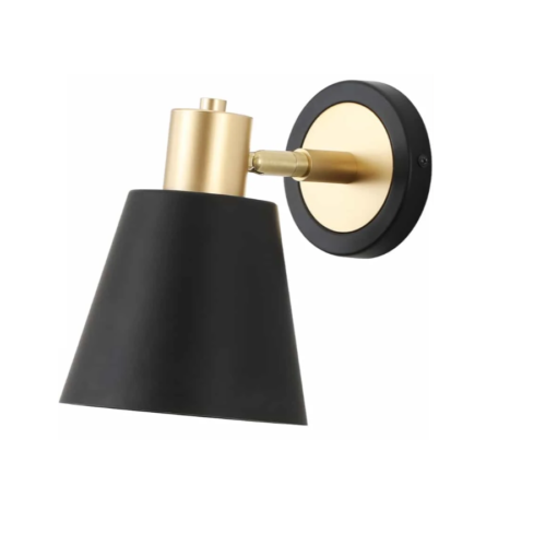 arandela preto e detalhes dourado marca miresa Arandela moderna dourado e preta