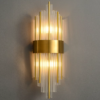 luminaria arandela dourada e pingentes de cristais transparentes Marca miresa Arandela moderna de vidro cristal