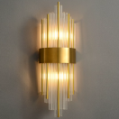 luminaria arandela dourada e pingentes de cristais transparentes Marca miresa Arandela moderna de vidro cristal