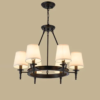 lustre industrial preto com cupula brancas marca miresa Lustre campestre cúpula tecido