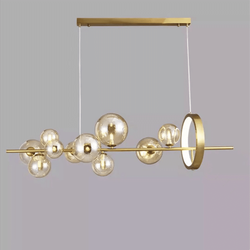 Lustre Miresa minimalista retangular dourado bola vidro