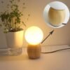 Quarto-quente-candeeiro-de-mesa-de-madeira-vidro-abajur-luz-da-noite-g9-l-mpada-led-2 Abajur cogumelo madeira e bola de vidro