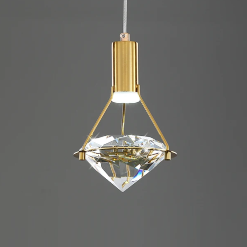 pendente diamante de cristal e luz de led marca miresa Pendente diamante cristal k9