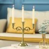 Velas-retr-banhadas-a-ouro-bronze-candelabros-com-3-bra-os-para-decora-o-de-casa Candelabro metal banhado p/ 3 velas