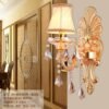 Novo-luxo-ouro-cristal-l-mpada-de-parede-luz-interior-liga-cristal-vela-e14-dupla-nica Arandela Maria Tereza Com Cúpula
