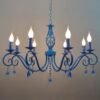 Cor-azul-do-metal-lustre-de-cristal-e14-vela-l-mpada-luz-europeu-cl-ssico-do-2 Lustre azul provençal europeu