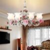 Floral-e27-led-lustre-flor-branca-liga-de-ferro-lustres-jantar-sala-estar-subiu-luzes-l-1 Lustre provençal floral branco