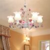 Floral-e27-led-lustre-flor-branca-liga-de-ferro-lustres-jantar-sala-estar-subiu-luzes-l Miresa Lustre provençal floral branco