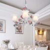 Floral-e27-led-lustre-flor-branca-liga-de-ferro-lustres-jantar-sala-estar-subiu-luzes-l-2 Lustre provençal floral branco