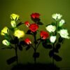 Flores/Rosa decoração jardins led luz solar