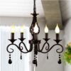 Led-lustres-de-metal-5-luzes-preto-cristal-vela-lustre-industrial-do-vintage-lumin-ria-l Lustre preto provençal cristal Miresa