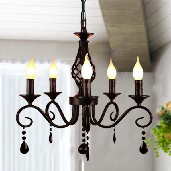 Led-lustres-de-metal-5-luzes-preto-cristal-vela-lustre-industrial-do-vintage-lumin-ria-l Lustre preto provençal cristal Miresa