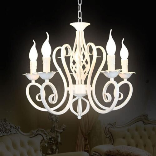 Lustre-moderno-para-sala-de-jantar-lustre-de-metal-lumin-ria-suspensa-branca-industrial-para-casa Miresa Lustre provençal industrial branco