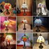 Nordic-vitral-candeeiro-de-mesa-tiffany-quarto-cabeceira-sala-estar-caf-sala-jantar-corredor-l-mpada Abajur cúpula vitral tiffany