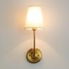 Miresa-Classico-arandela-com-tecido-branco-lampada-sombra-1-luz-do-vintage-interior-luminaria Luminaria de parede arandela Miresa dourado com cupula tecido branca conica
