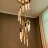 Lustre para escada com forma triangular de vidro e aço inoxidável Lustre loft cristal k9 miresa