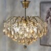 Elementos-De-Luxo-Cristal-L-mpada-Pingente-Moderna-Sala-De-Estar-L-mpada-Pingente-Art-Light Lustre dourado de cristal k9