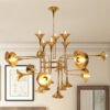 Lustre dourado italiano chifre, uma opção de lustre dourado moderno italiano chifre, vendida pela Miresa, loja-de-luminárias-São-Paulo.