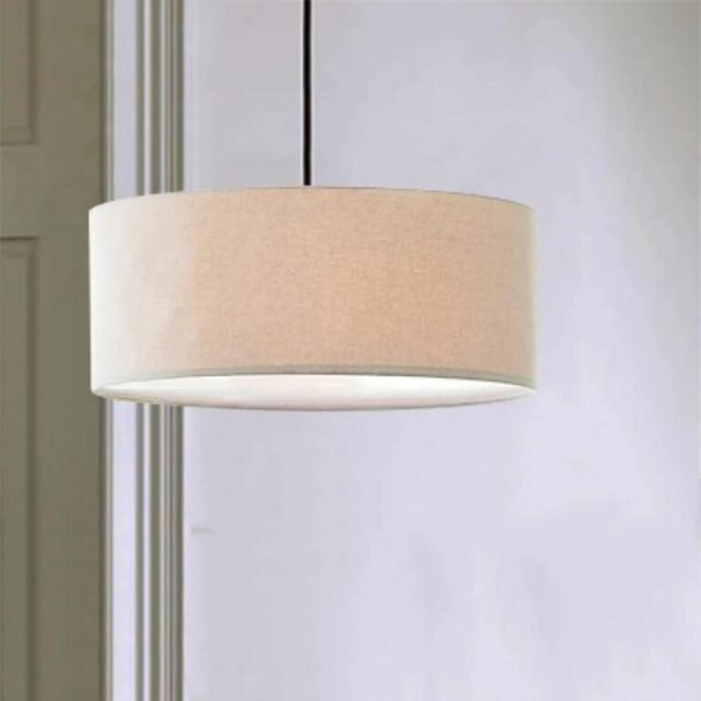 Foto de lustre Redondo Tecido Cru, lustre moderno redondo tecido, catálogo Miresa, loja-de-luminárias-São-Paulo.