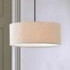 Luzes-Pingente-de-Tecido-Abajur-L-mpada-de-Suspens-o-Para-sala-de-Jantar-moderna-lumin Lustre Redondo Tecido Cru